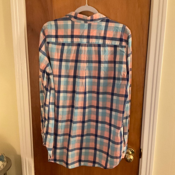 H&M LOGG Women’s Sz 14 Pink Blue Long Sleeve Plaid Button Up Shirt - Picture 4 of 10